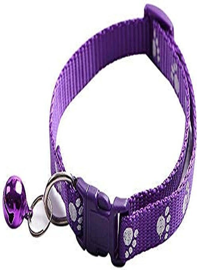 Pups&Pets 15MM Adjustable Nylon Paw Print Design Cute Collar and Leash Set with Bell for Dogs & Cat - (Purple) - Image 4